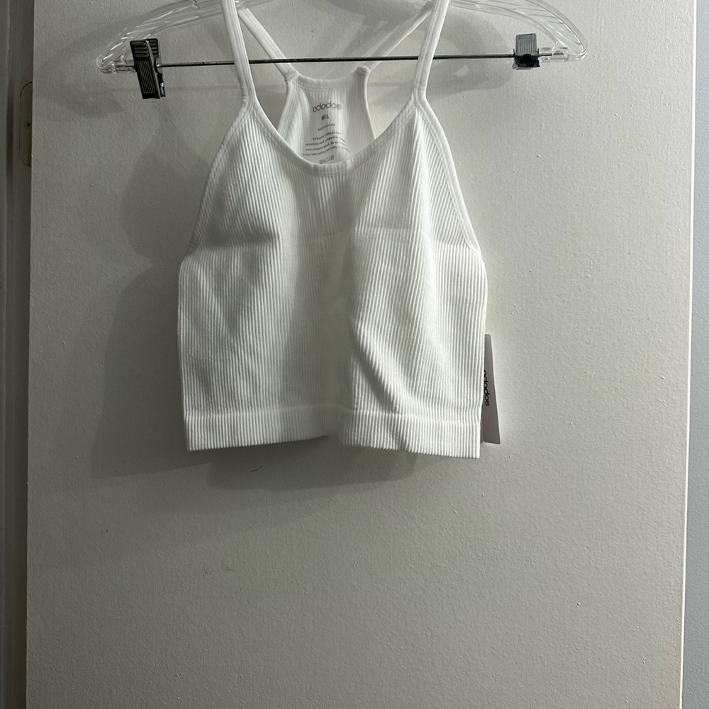 Elegant White Ribbed Tank Top